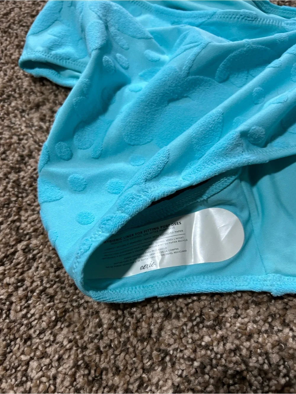 NWT Aerie Aqua Blue Textured Cutout One-Piece Swimsuit